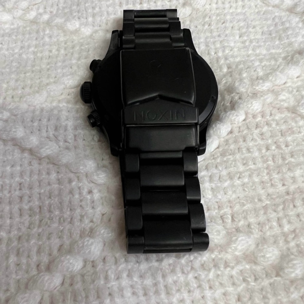 Nixon Sentry Midnight Black and Ocean Blue Chronograph Watch - Picture 4 of 10
